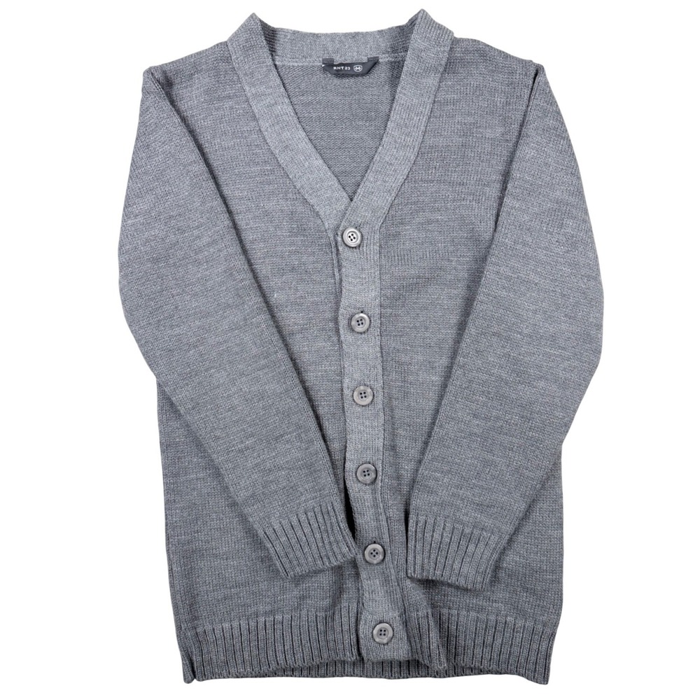 RNT 23 Mens Grey Button Front V-Neck Knit Cardigan Sweater Size S Art 6419-1